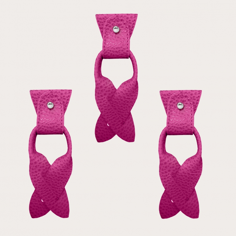 Replacement for Y-shape suspenders ends+ears strips for button end, cyclamen