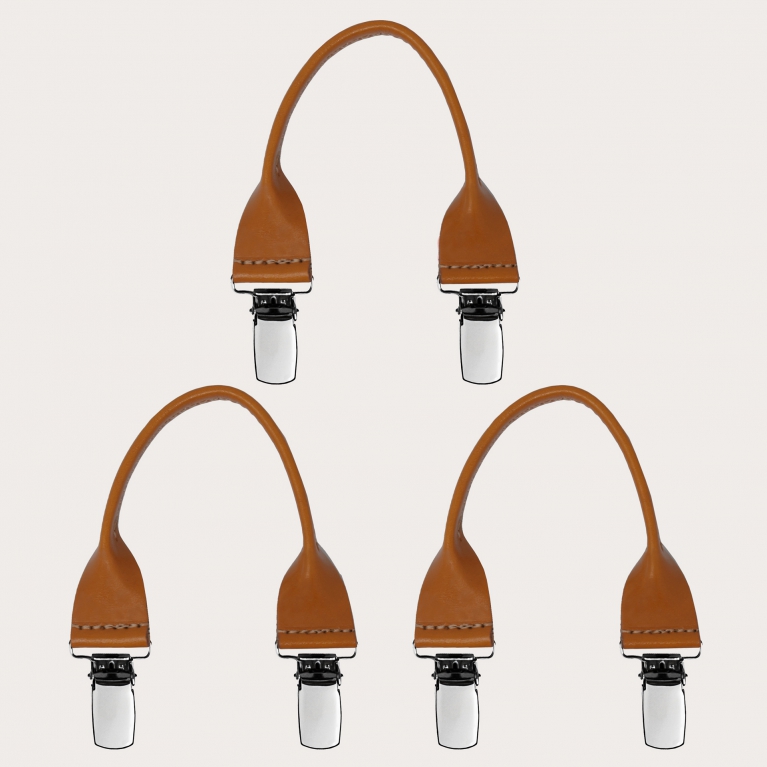 Set baffi in cuoio con clip 3 pz. colore acero