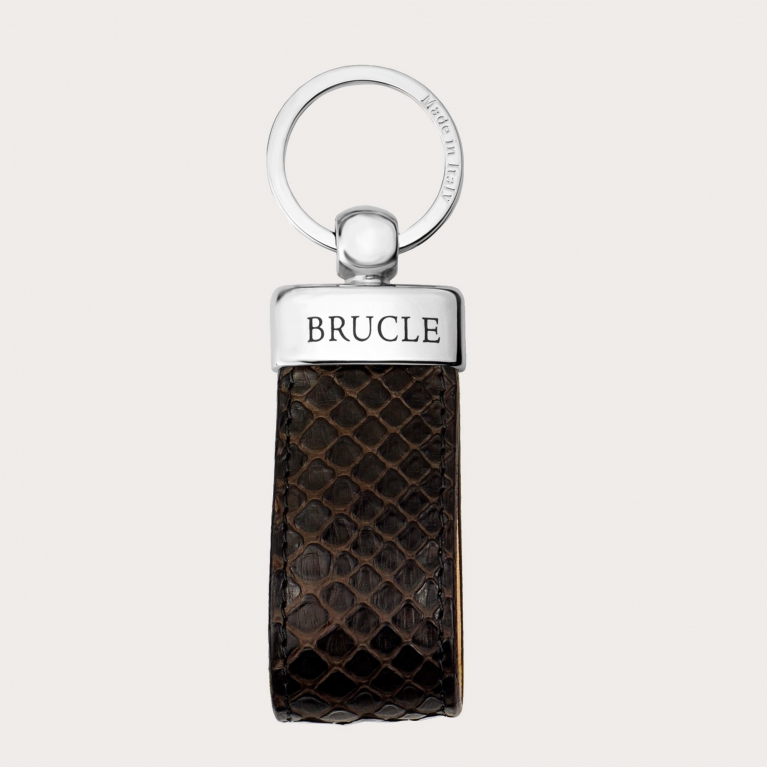 Genuine Python Leather keychain dark Brown
