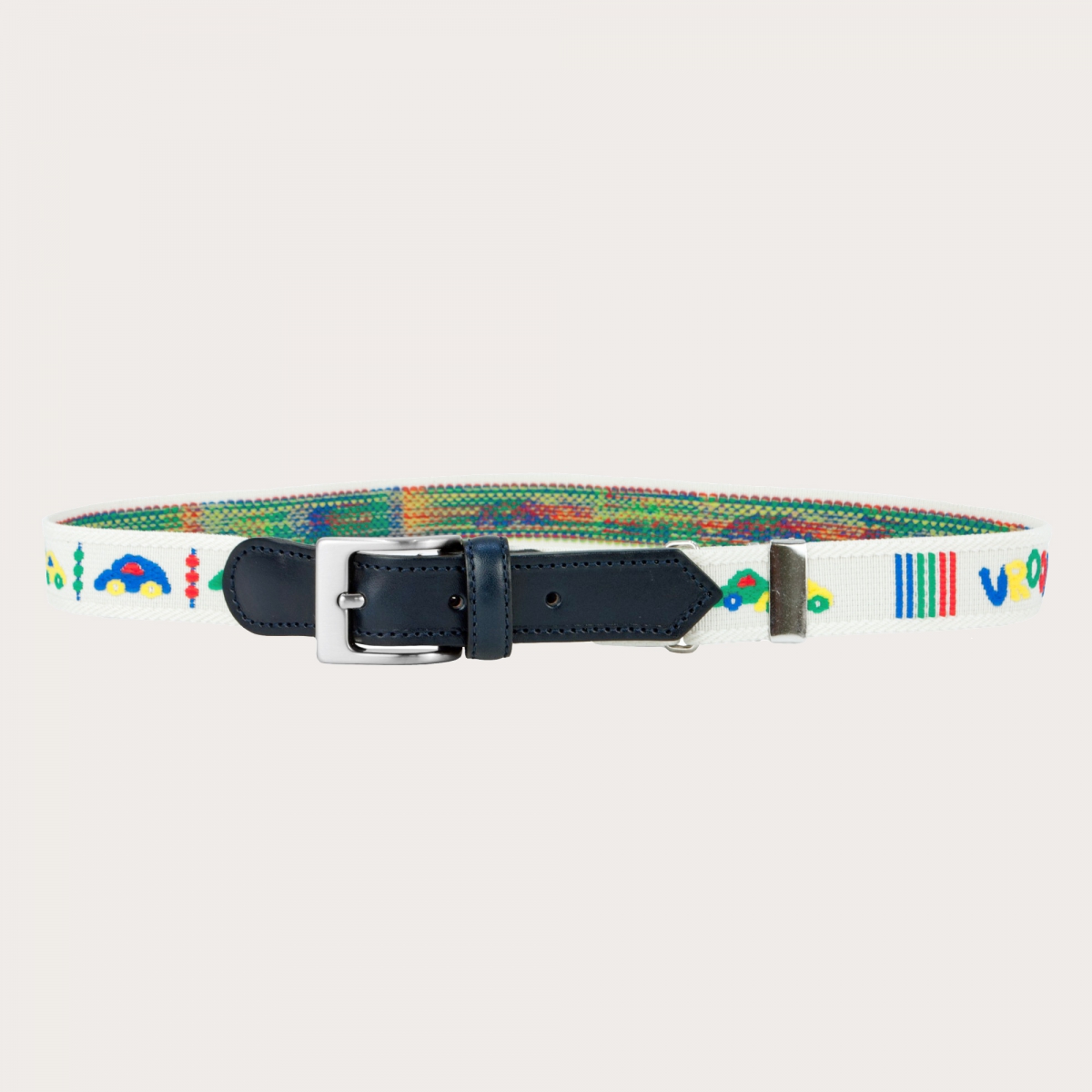 BRUCLE White children's belt with toy cars