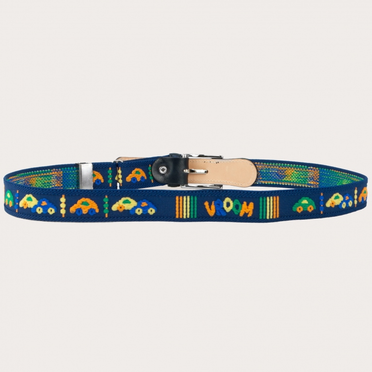 Ceinture bleue pour enfants avec petites voitures