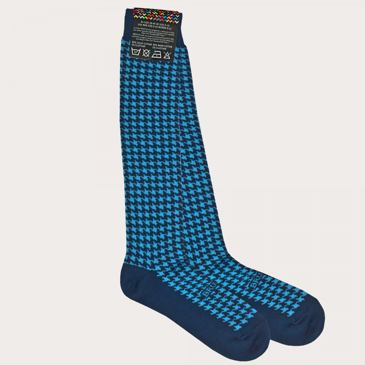 BRUCLE Warm socks, blue pied de poule