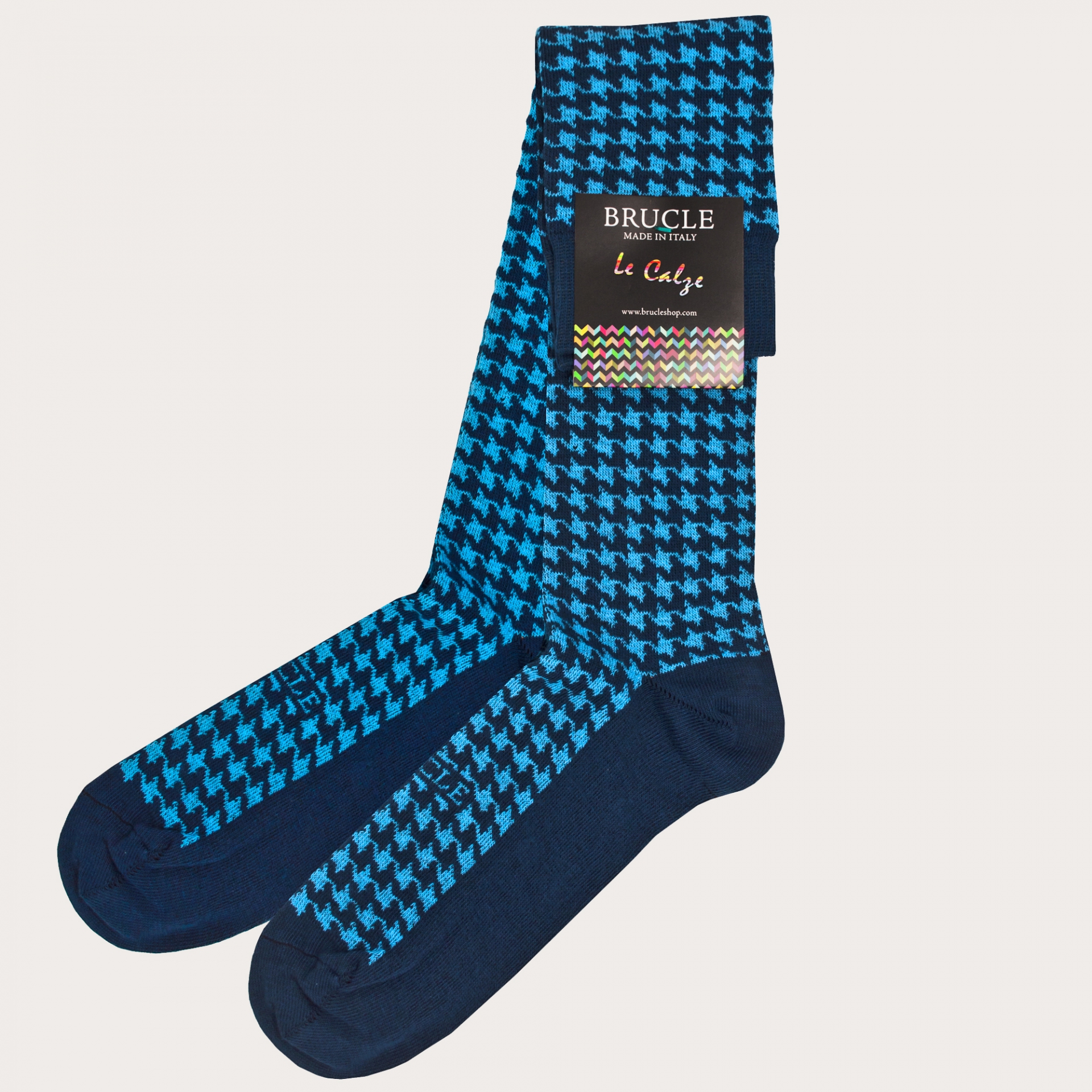 BRUCLE Warm socks, blue pied de poule