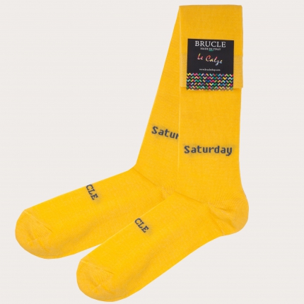 Calcetines amarillos de hombre, estampado "Sábado"