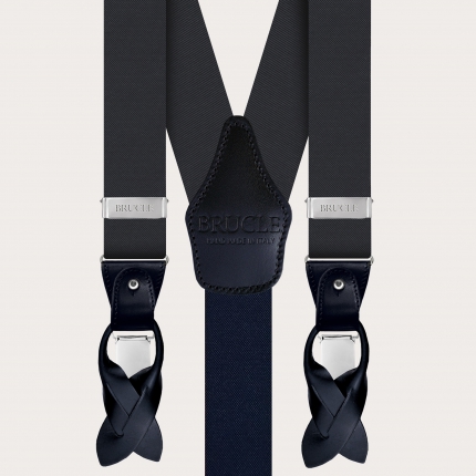 Refined suspenders in slate grey silk