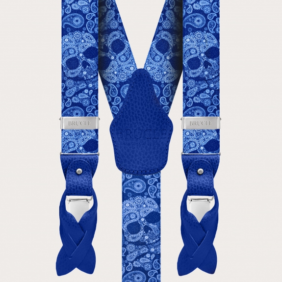 BRUCLE Bretelles bleues à double usage avec motif crânes bleus
