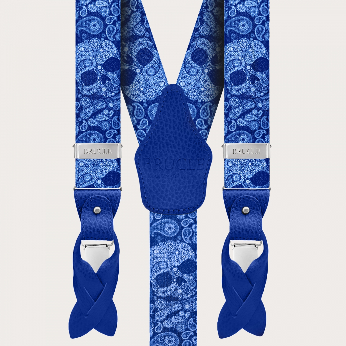 BRUCLE Blue double-use braces with blue skulls pattern