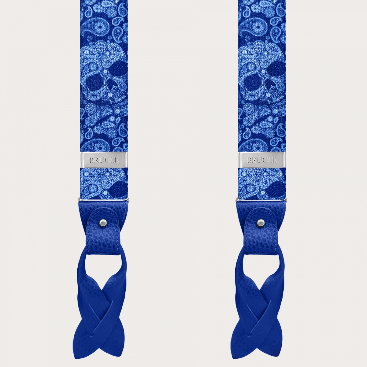 BRUCLE Blaue Hosenträger mit doppeltem Verwendungszweck und blauem Totenkopfmuster