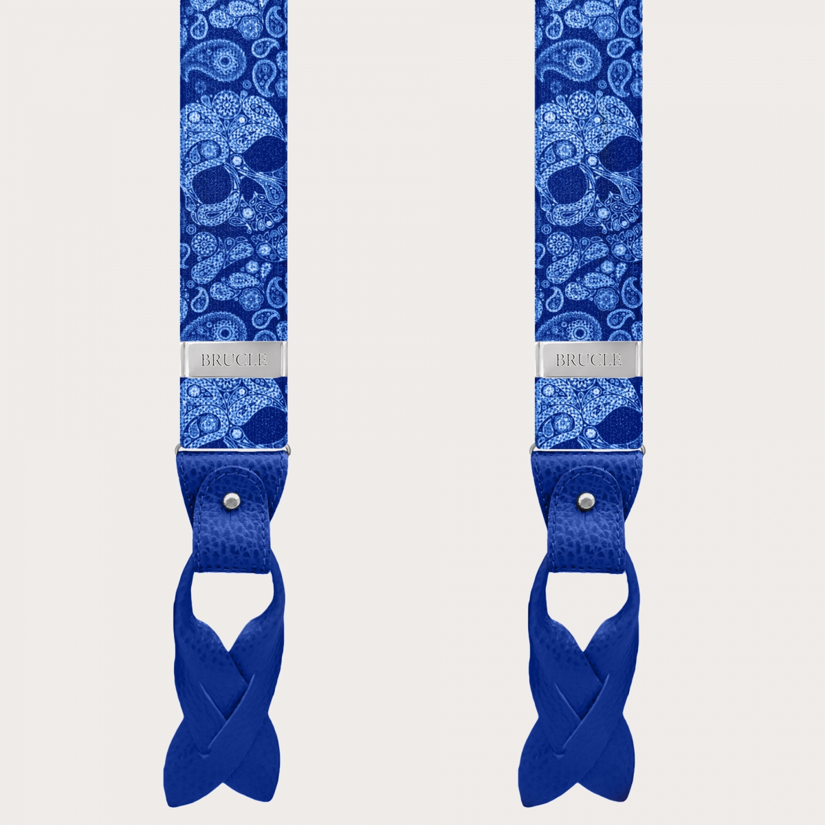 BRUCLE Blaue Hosenträger mit doppeltem Verwendungszweck und blauem Totenkopfmuster