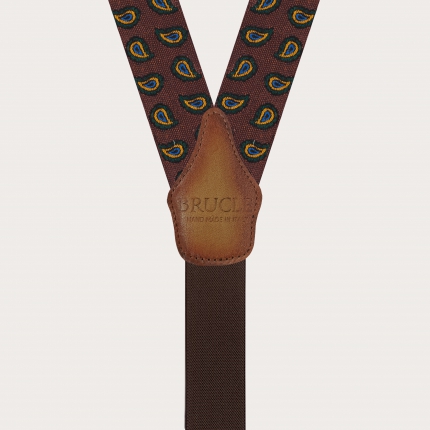 Silk and cotton suspenders, paisley pattern