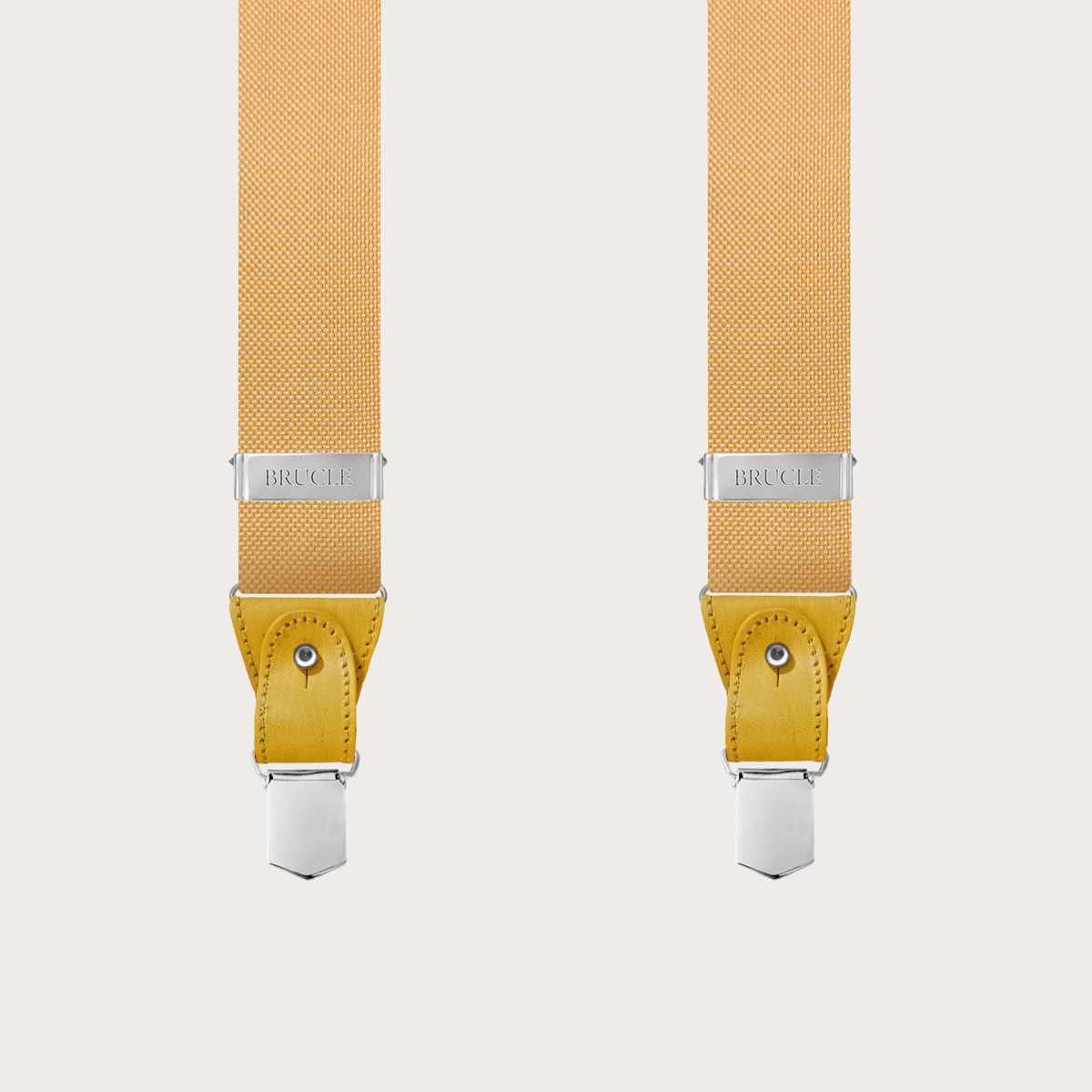 BRUCLE Formal Y-shape tubular silk suspenders, yellow