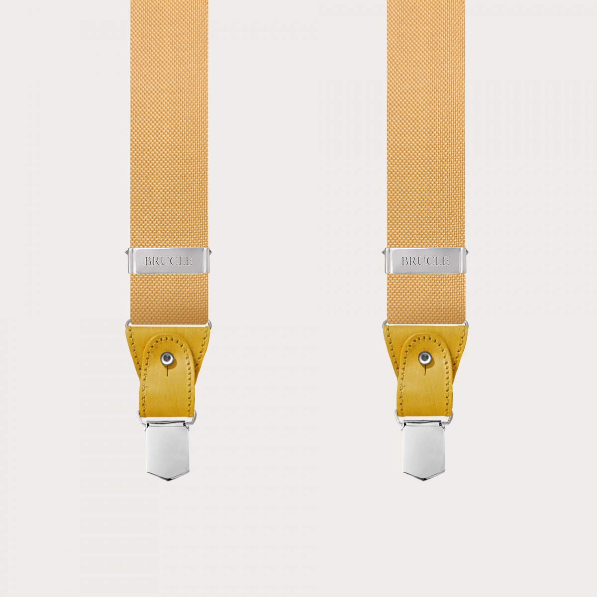 BRUCLE Formal Y-shape tubular silk suspenders, yellow