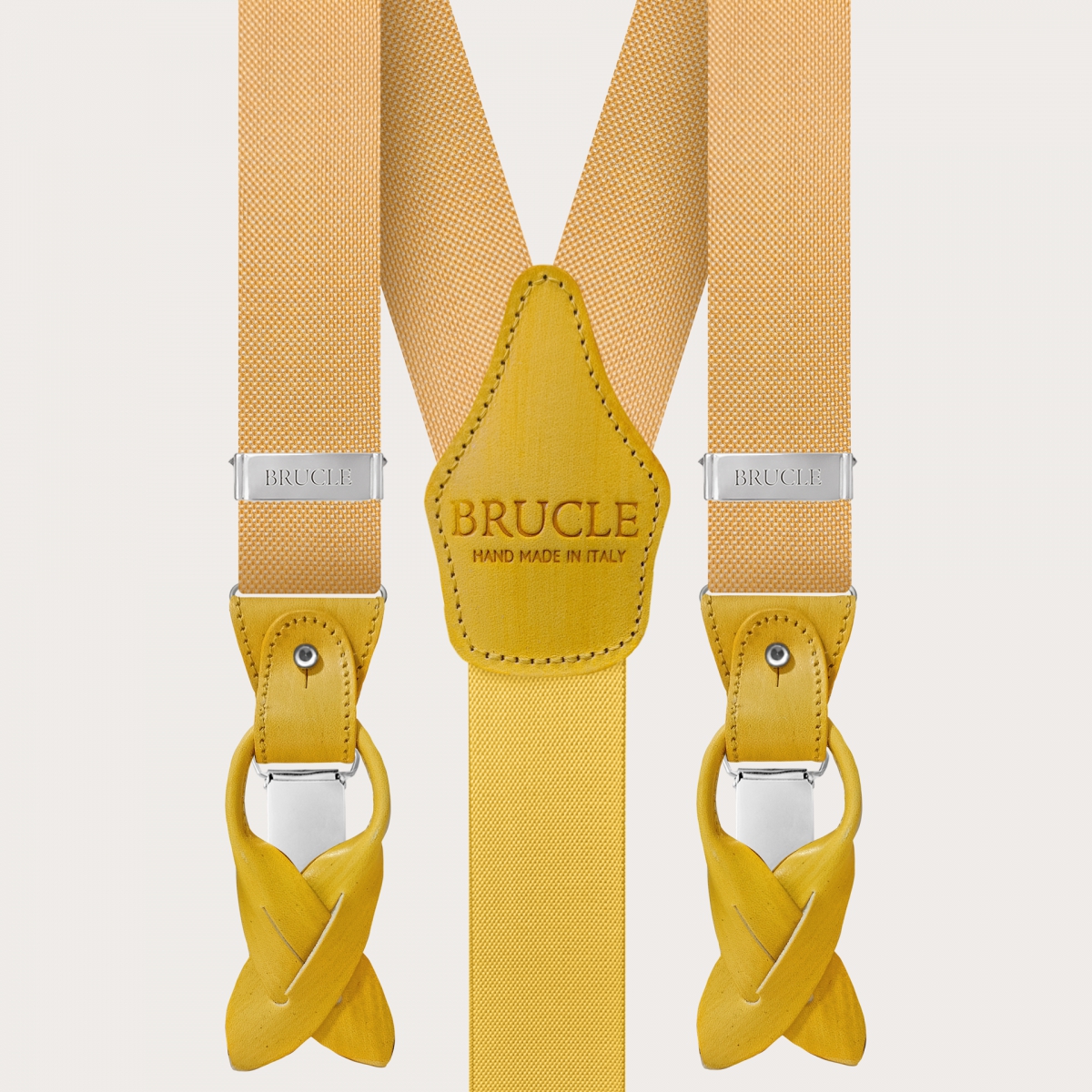 BRUCLE Bretelle formali da uomo in seta, giallo