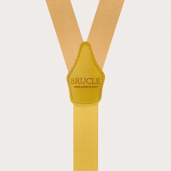 BRUCLE Bretelle formali da uomo in seta, giallo