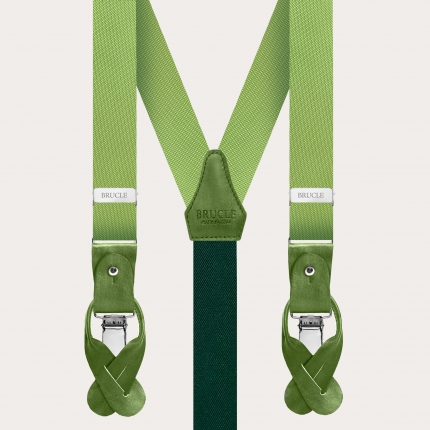Light green jacquard silk suspenders and bow tie set