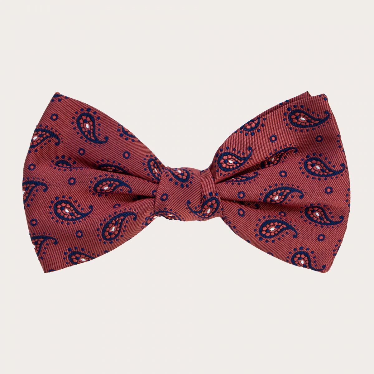BRUCLE Raffinato set di bretelle rosse in seta con motivo paisley e papillon abbinato