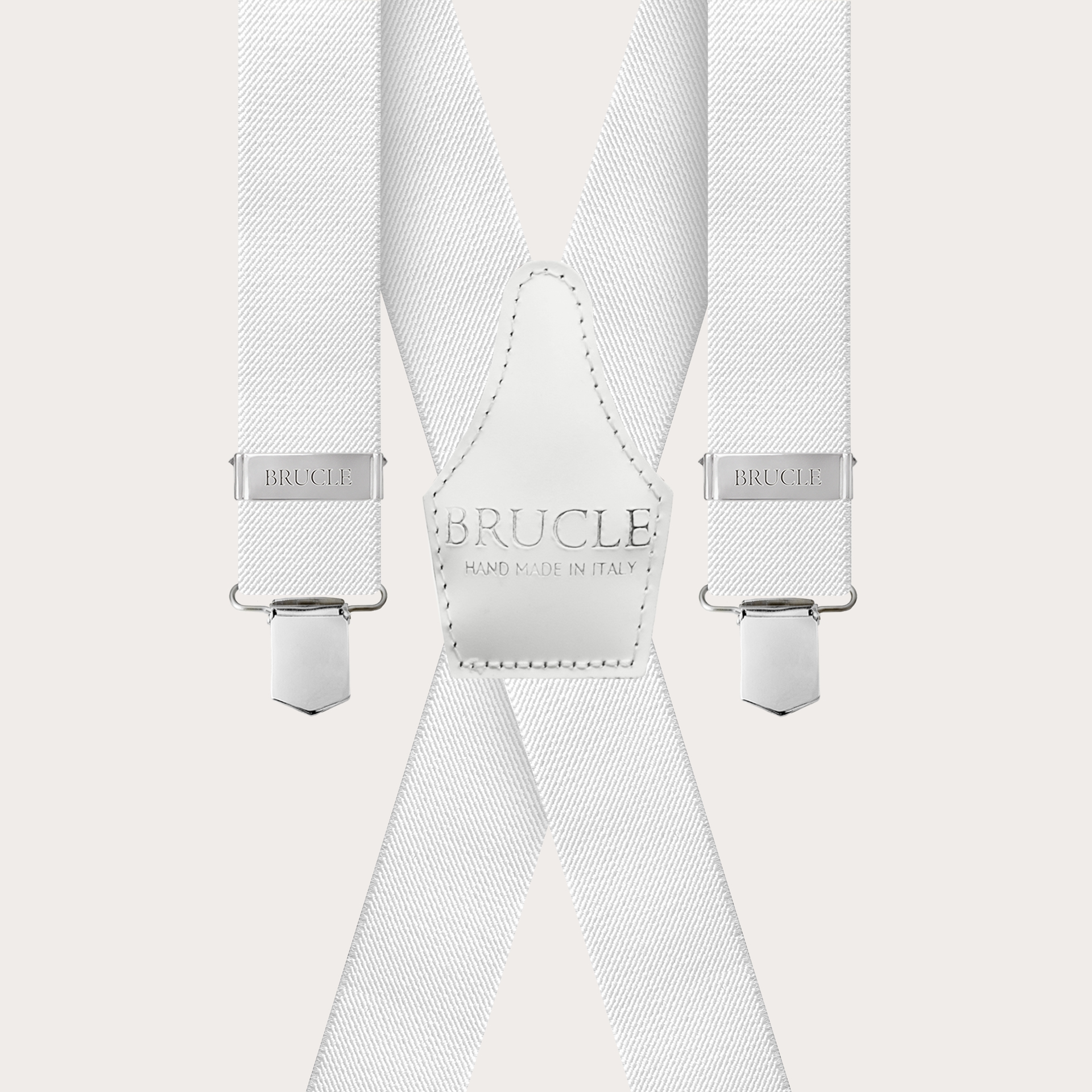 BRUCLE Bretelles élastiques en X avec pinces, blanches