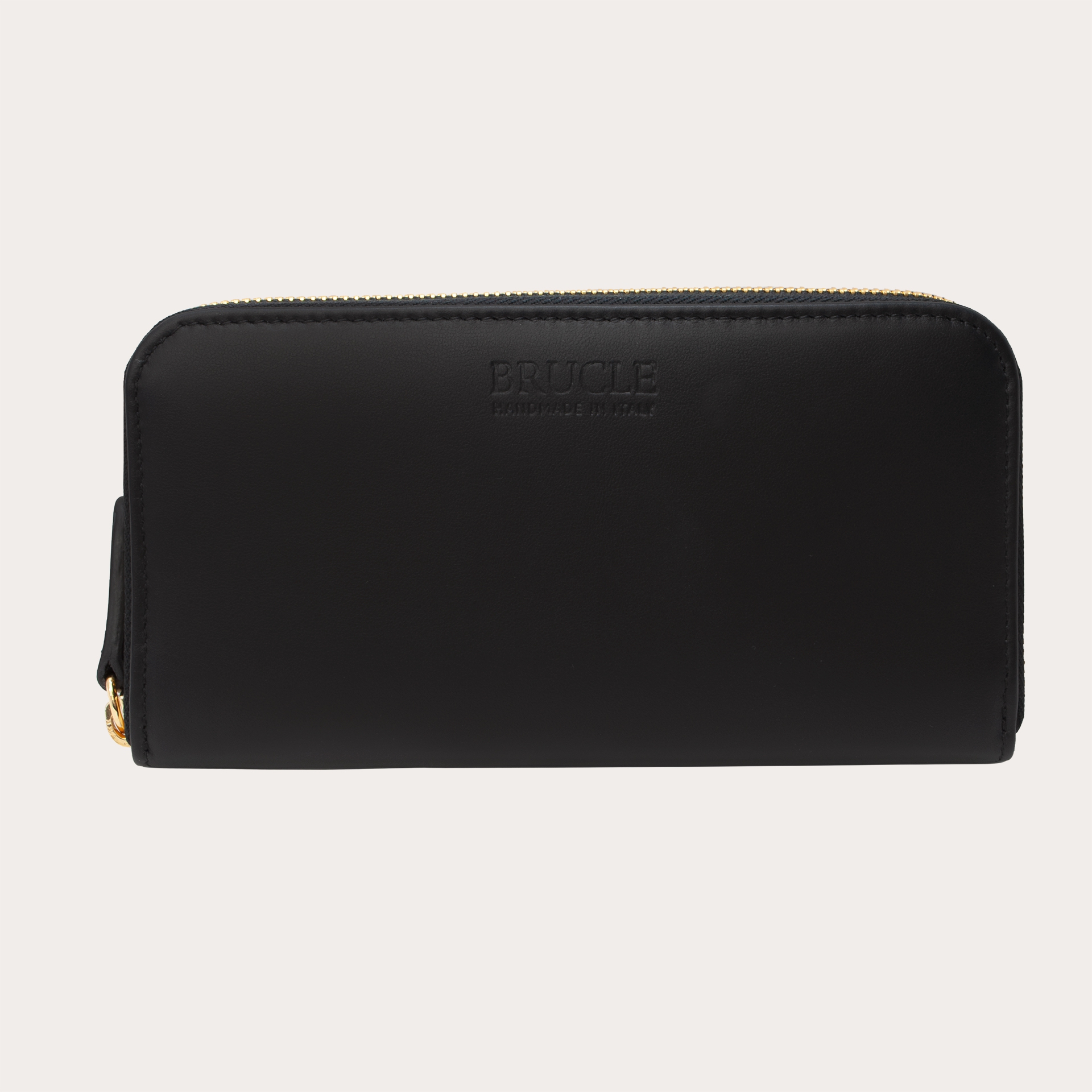 BRUCLE Spacious women's black wallet with gold zipper