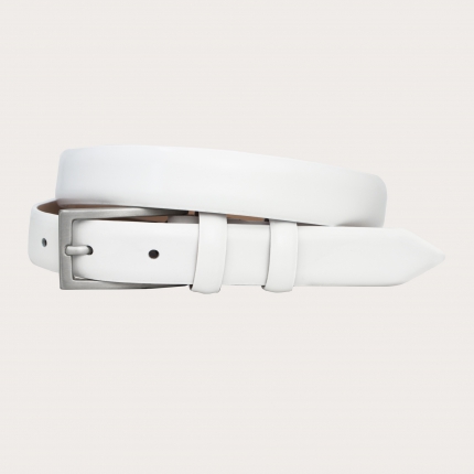 Elegant white leather belt for women