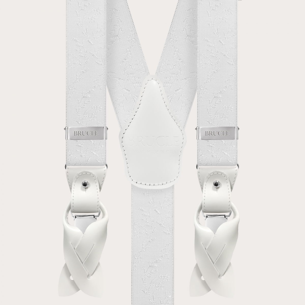 BRUCLE Bretelles de cérémonie blanches sans nickel avec motif ton sur ton