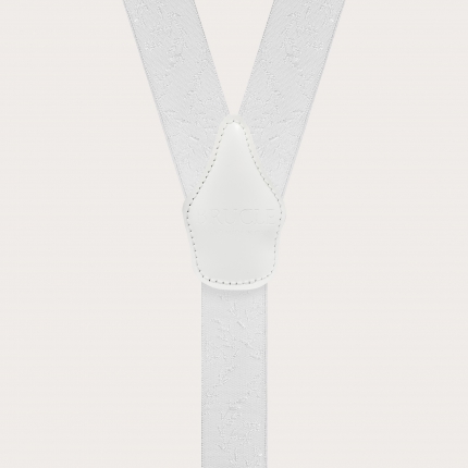 Bretelles de cérémonie blanches sans nickel avec motif ton sur ton