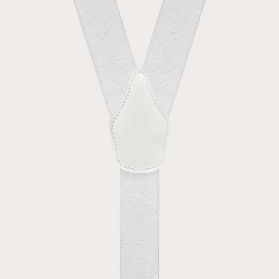 BRUCLE Bretelles de cérémonie blanches sans nickel avec motif ton sur ton