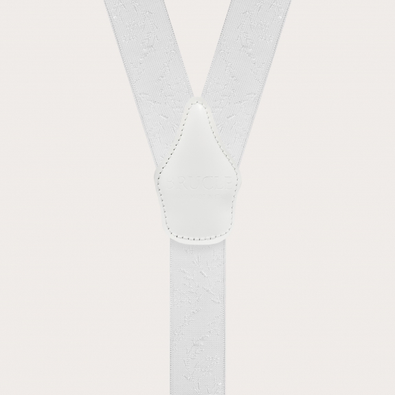 BRUCLE Bretelles de cérémonie blanches sans nickel avec motif ton sur ton