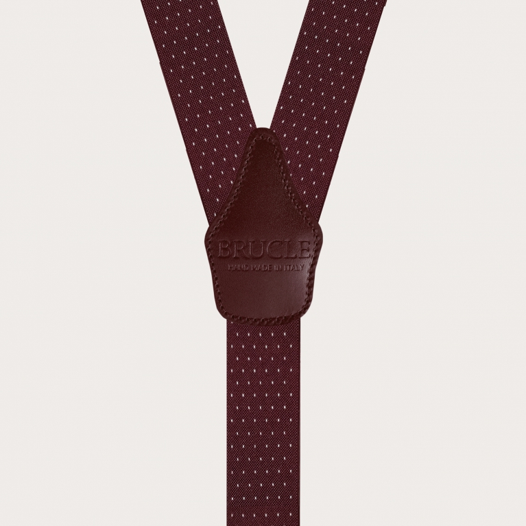 Eleganti bretelle elastiche a Y, bordeaux puntaspillo