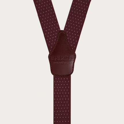 Y-shape elastic suspenders, dotted burgundy