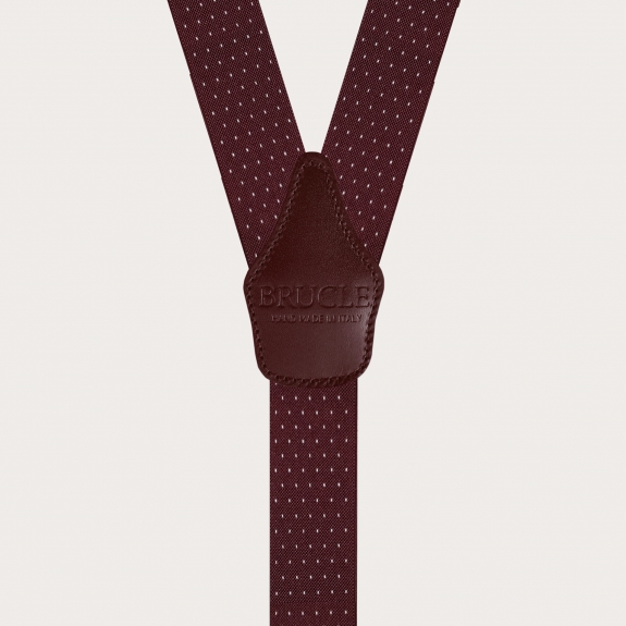 BRUCLE Y-shape elastic suspenders, dotted burgundy