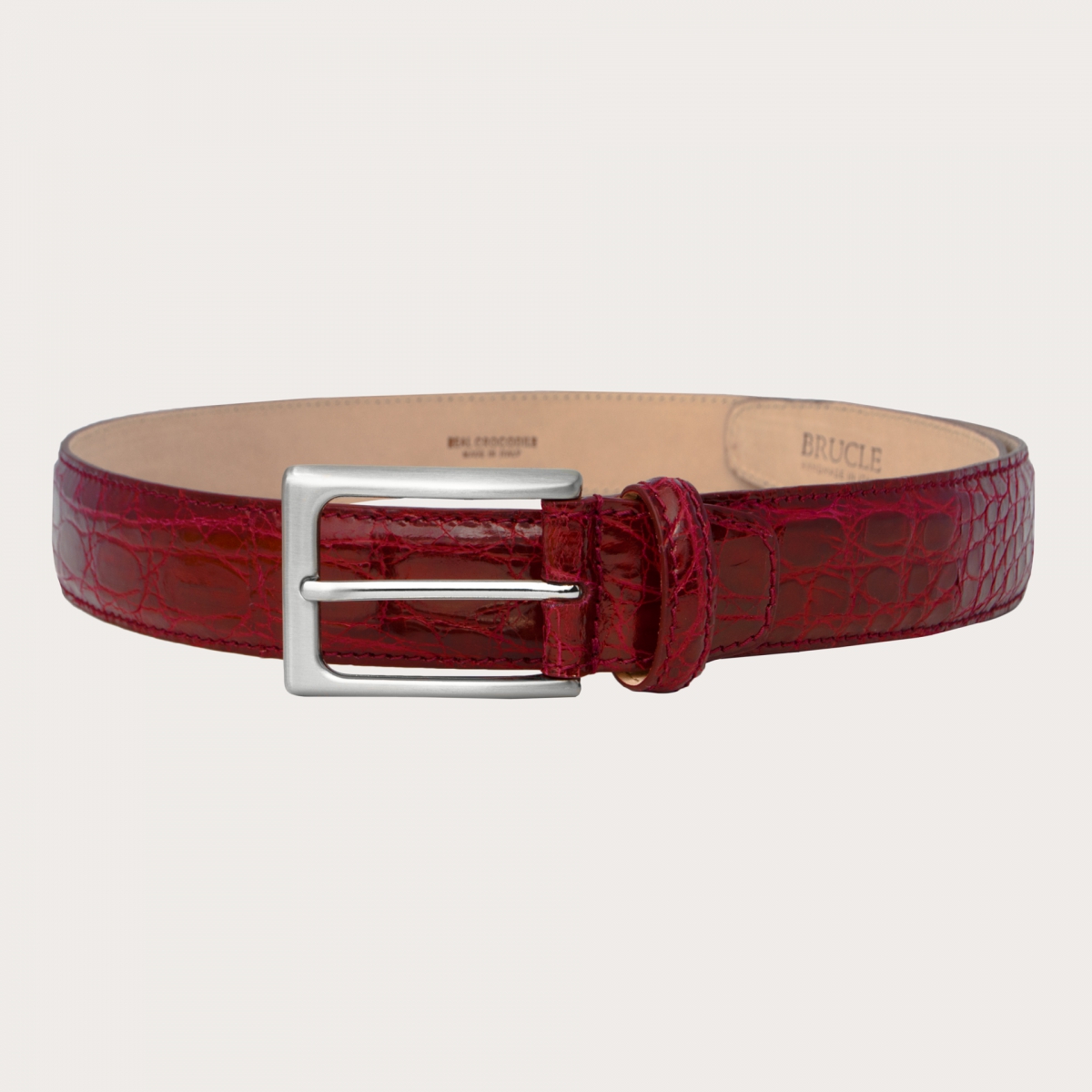 BRUCLE Cintura coccodrillo luxury color rosso rubino