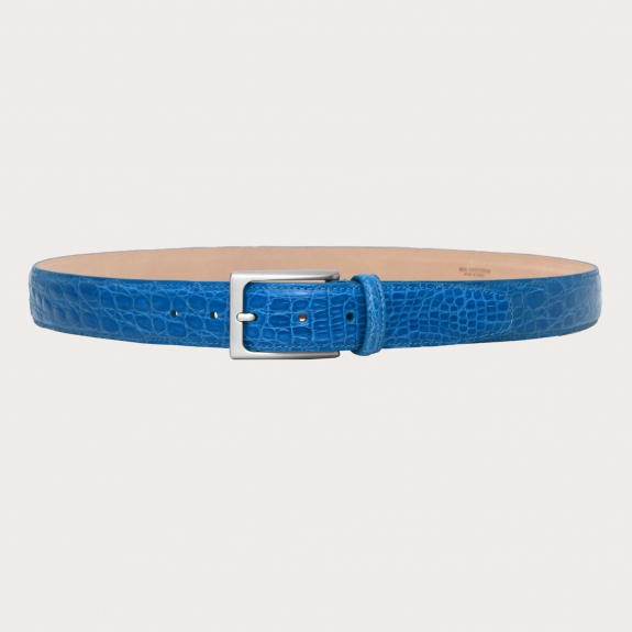 BRUCLE Crocodile leather belt in light blue