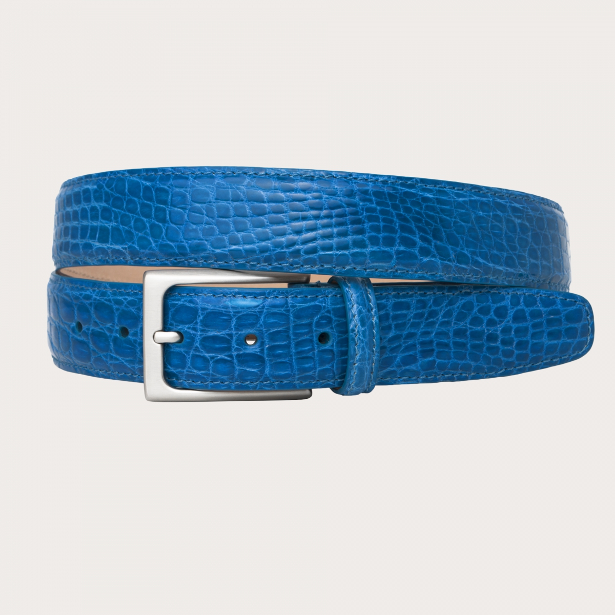 BRUCLE Crocodile leather belt in light blue