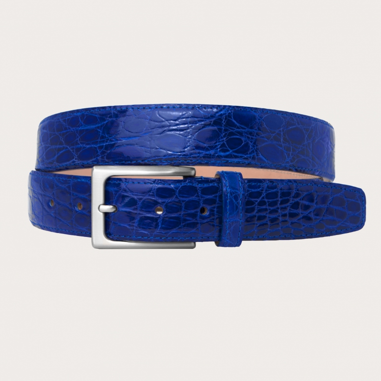 Cintura coccodrillo luxury color blu caraibi