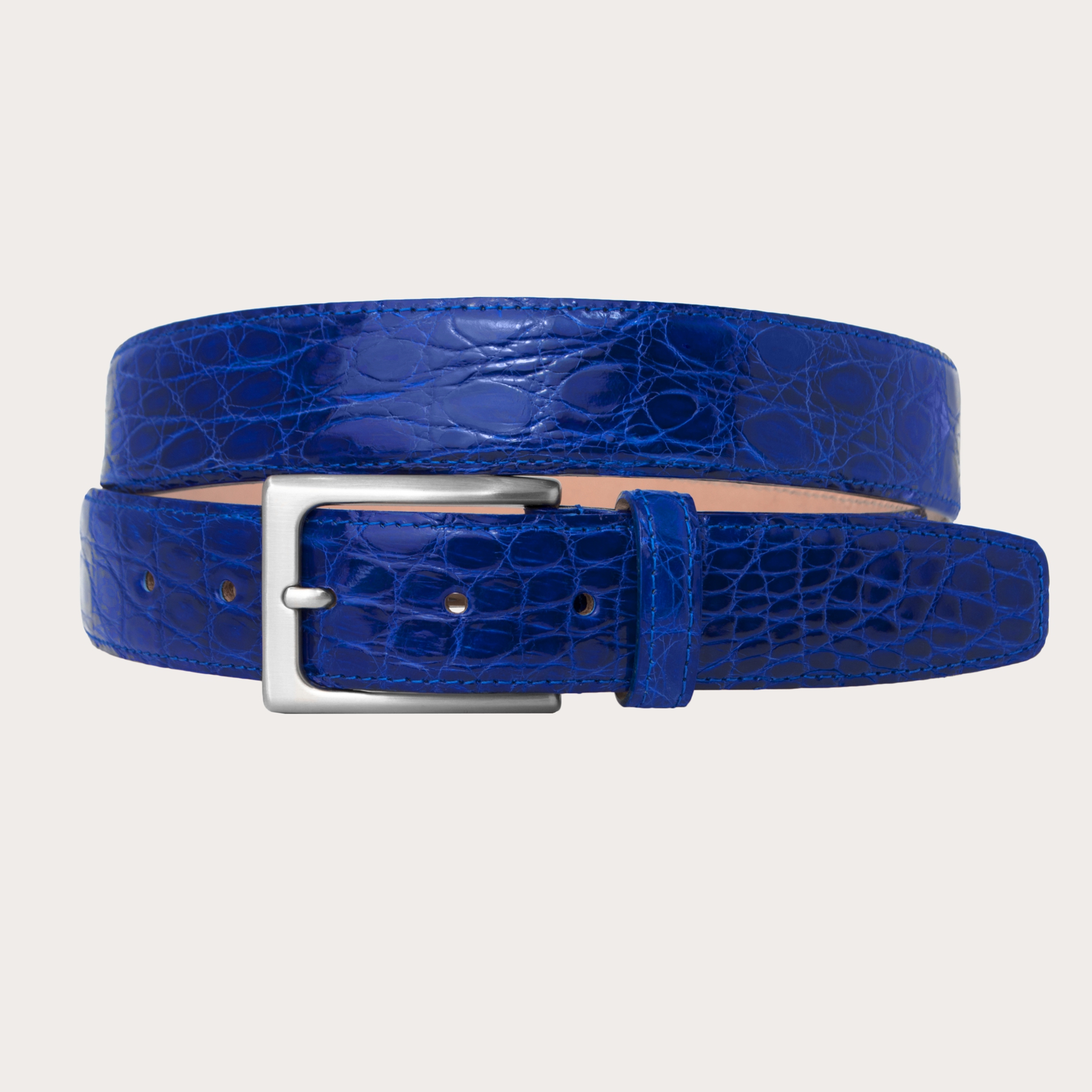 BRUCLE Cintura coccodrillo luxury color blu caraibi