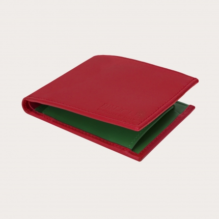 Portefeuille homme rouge et vert avec porte-monnaie