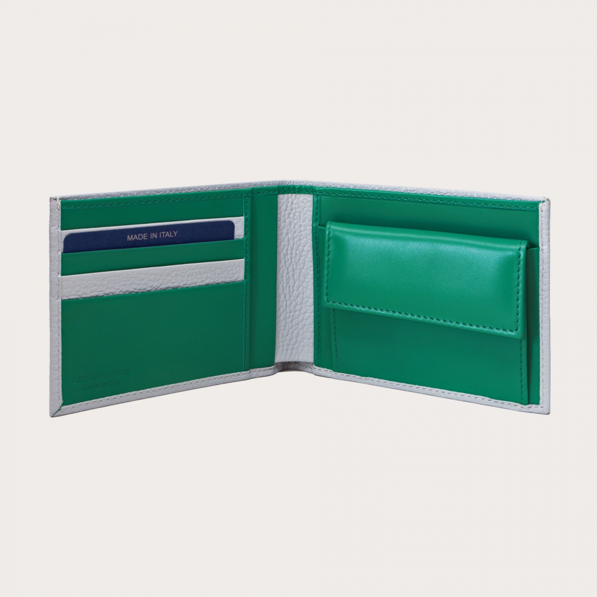 Grey and green men's wallet with coin purse | BRUCLE
