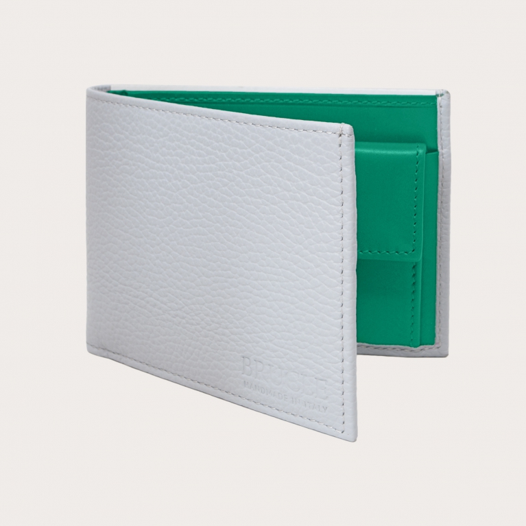Portefeuille homme gris et vert avec porte-monnaie