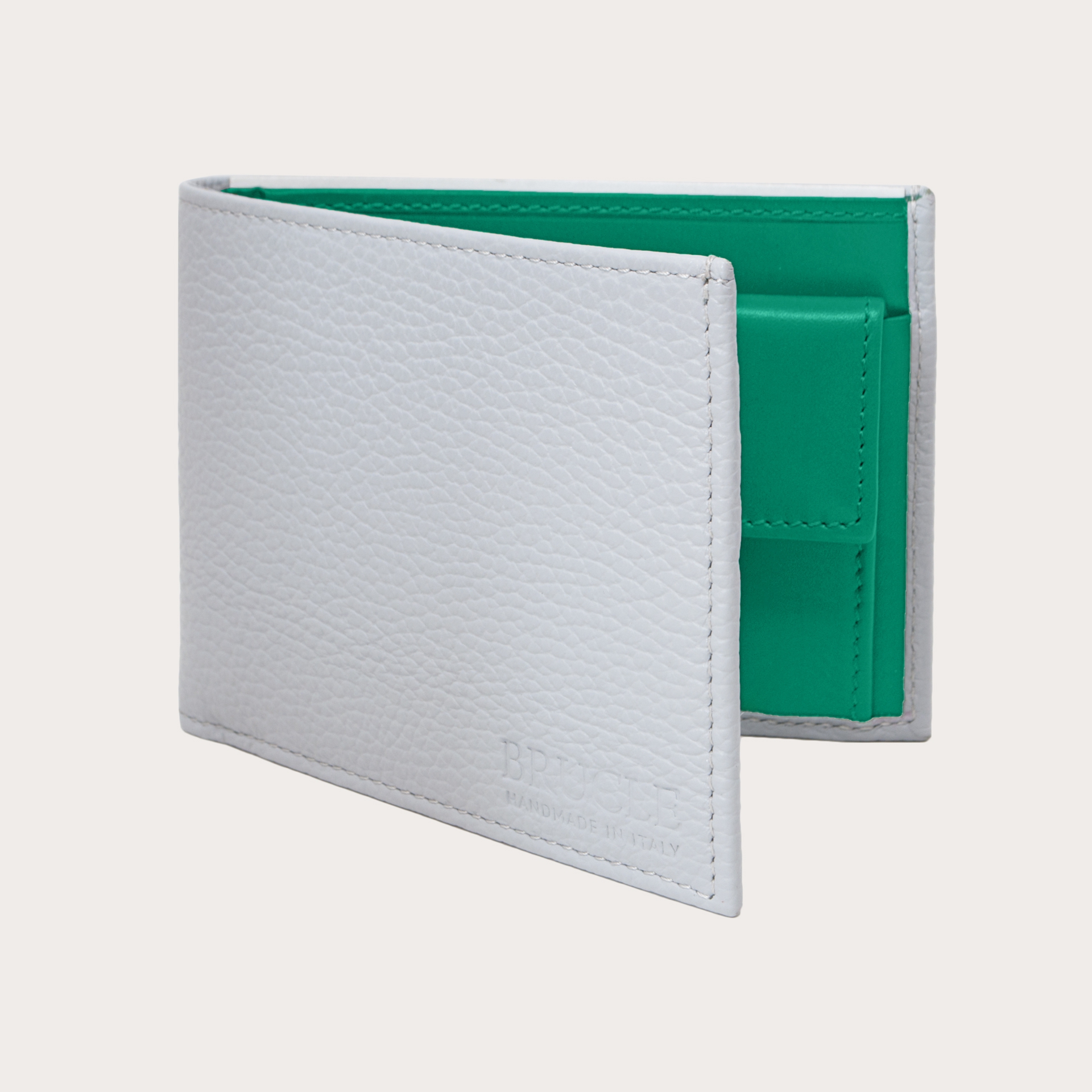 Portefeuille homme gris et vert avec porte-monnaie | BRUCLE