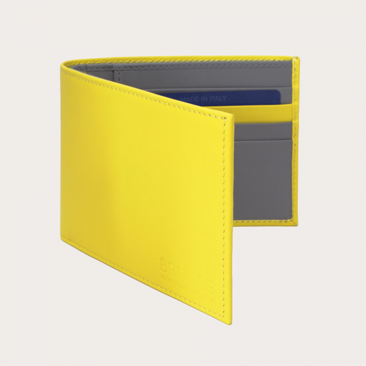 Men's card holder in genuine leather yellow and grey | BRUCLE