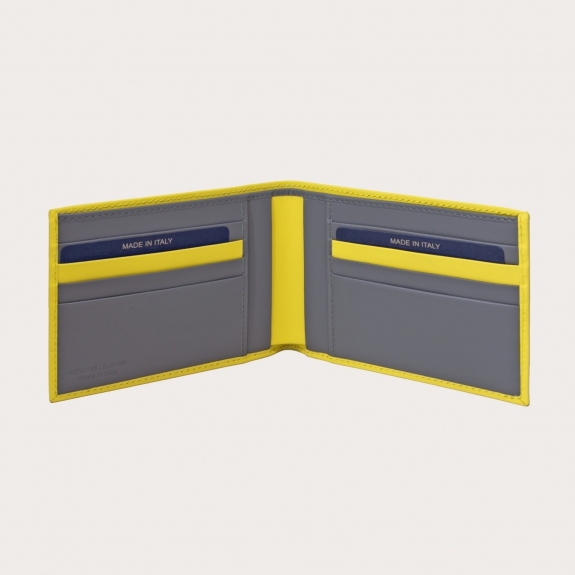 Men's card holder in genuine leather yellow and grey | BRUCLE