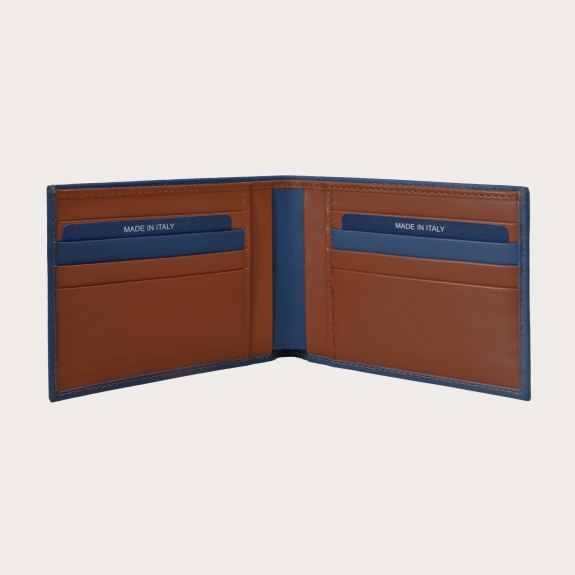 Geldbeutel herren in Blau und Cognacbraun | BRUCLE