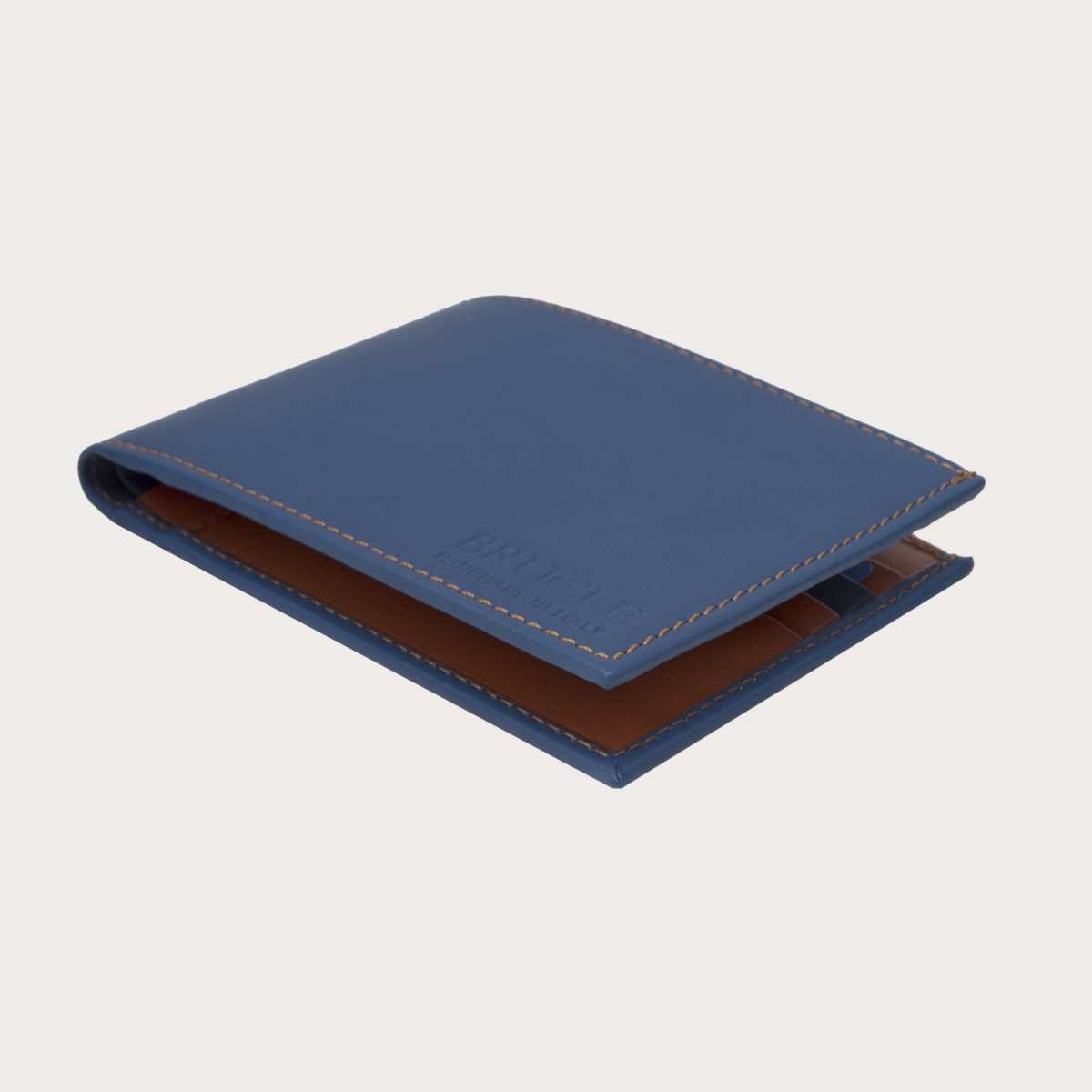 Tarjetero hombre azul y marrón cognac | BRUCLE