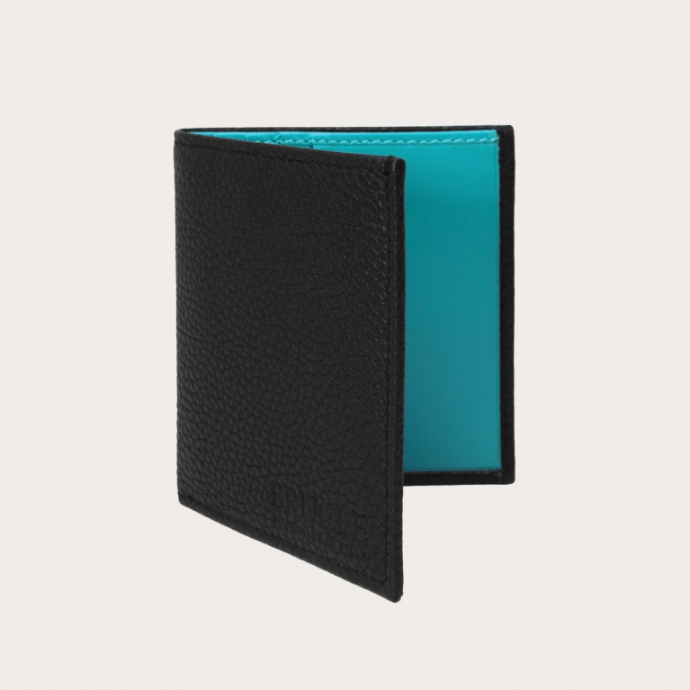 Compact business wallet in tumbled leather, black