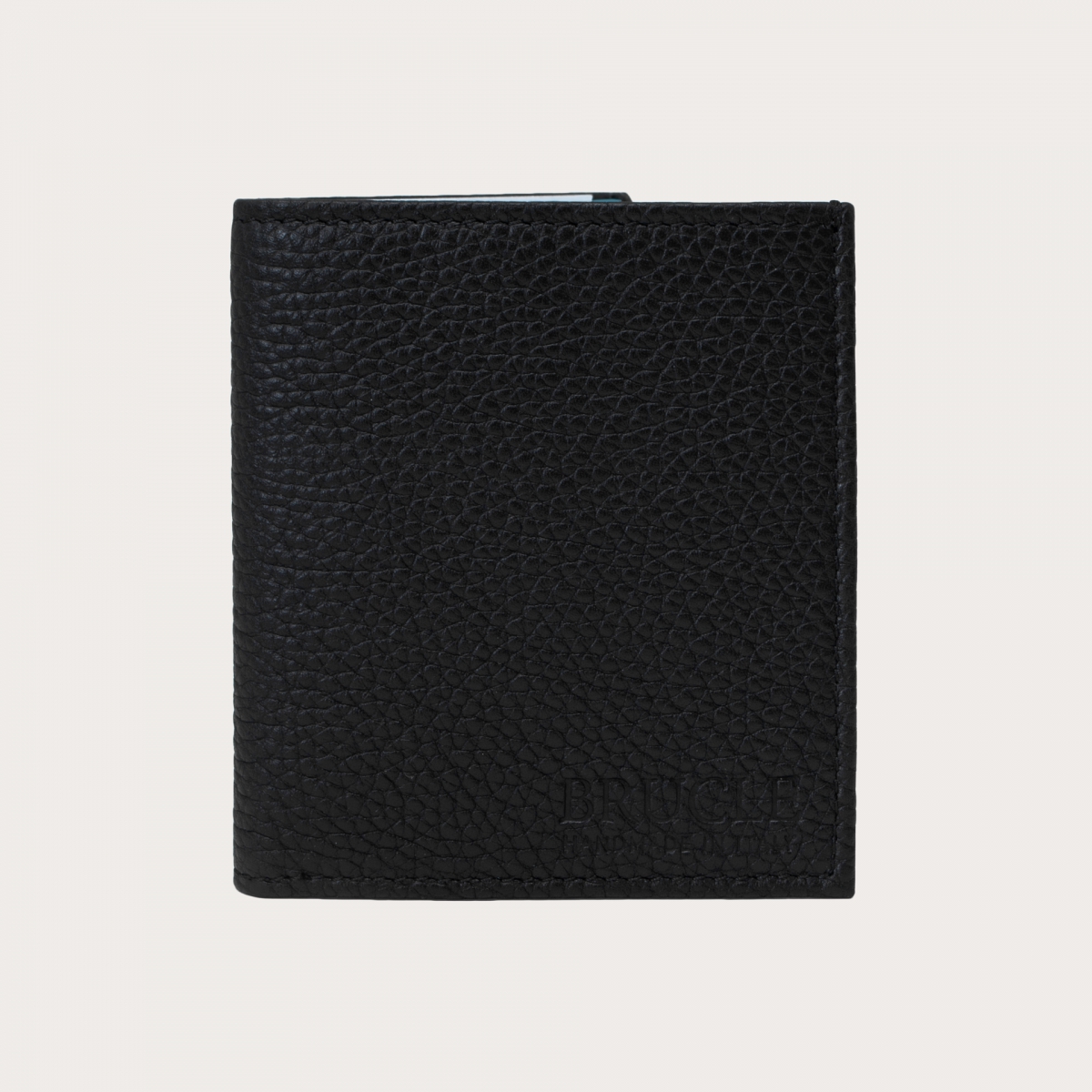 Portefeuille business compact en cuir foulonné, noir | BRUCLE