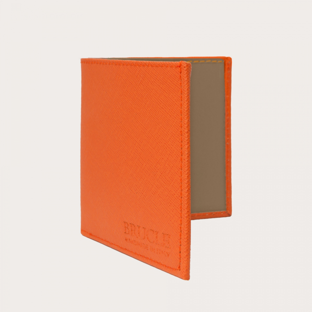 Cartera business compacta naranja en piel abatanada | BRUCLE