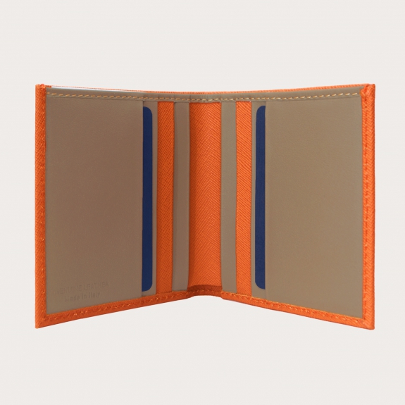 Cartera business compacta naranja en piel abatanada | BRUCLE