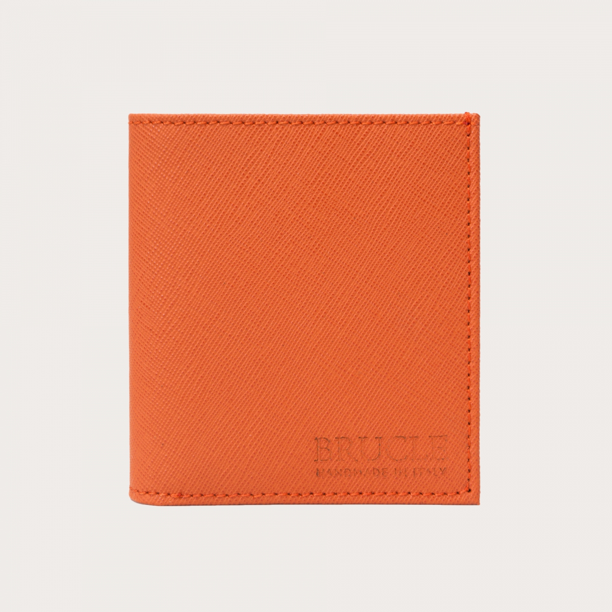 Cartera business compacta naranja en piel abatanada | BRUCLE