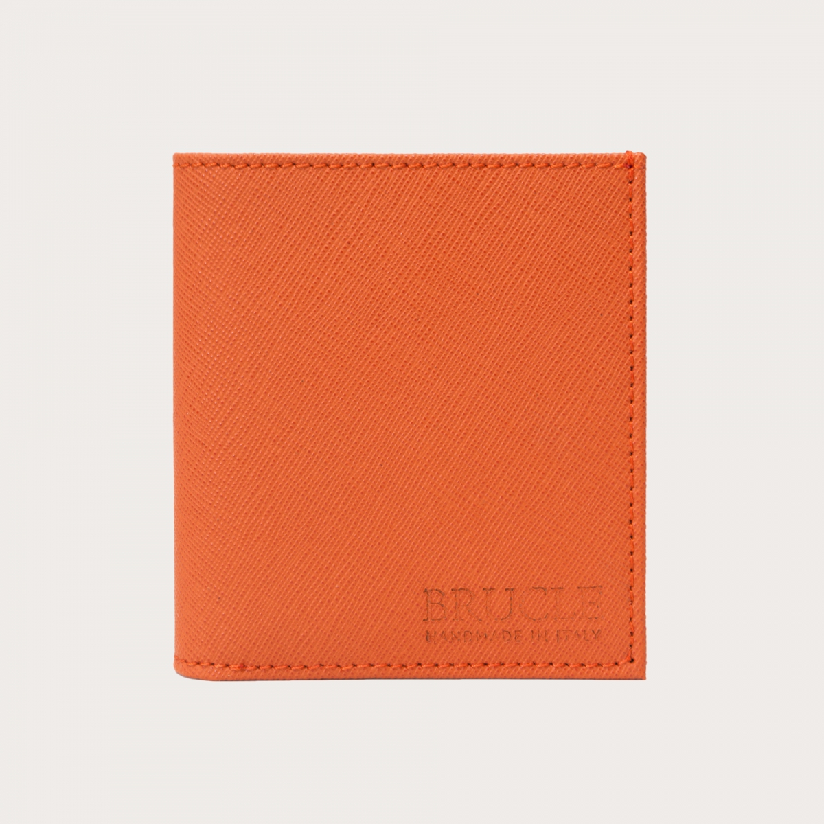 Compact business wallet orange in tumbled leather