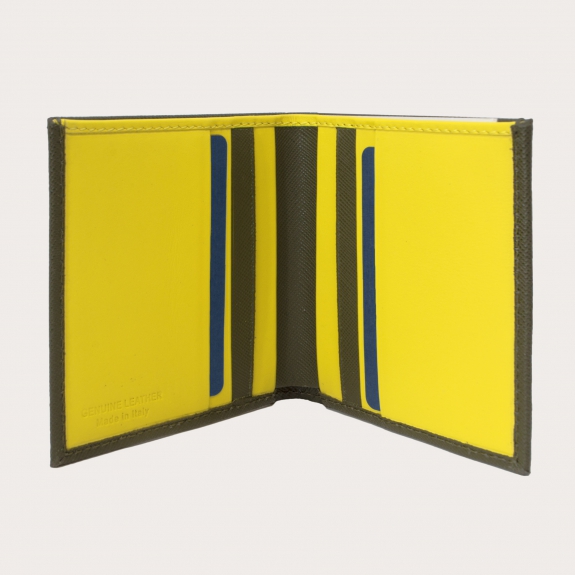 Cartera business compacta en piel saffiano verde